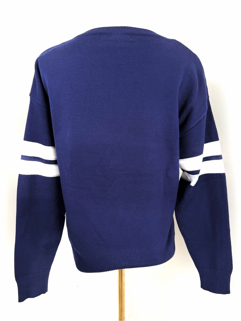 Madden Girl Game Day Sweater “95” Navy and White Varsity Knit Medium Football - Picture 5 of 9